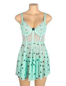 Green Babydoll W Hearts (10-12) L
