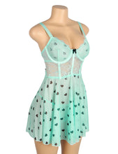 Load image into Gallery viewer, Green Babydoll W Hearts  (8-10) M
