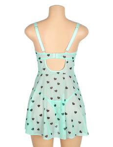 Green Babydoll W Hearts (10-12) L