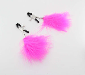 Feather Nipple Clamps Hot Pink