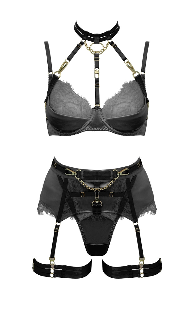 Midnight Black & Lace 5pce Set S