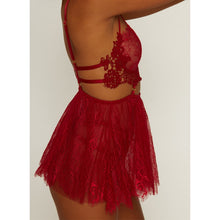 Load image into Gallery viewer, Muse Floaty Lace Babydoll Red L
