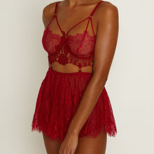 Load image into Gallery viewer, Muse Floaty Lace Babydoll Red L
