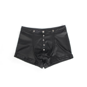 Black Men Boxer With Rivets (3xl) Pu Leather
