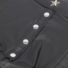 Load image into Gallery viewer, Black Men Boxer With Rivets (3xl) Pu Leather

