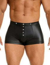 Load image into Gallery viewer, Black Men Boxer With Rivets (m) Pu Leather
