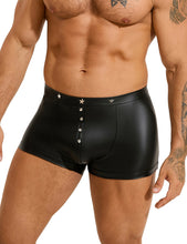 Load image into Gallery viewer, Black Men Boxer With Rivets (3xl) Pu Leather
