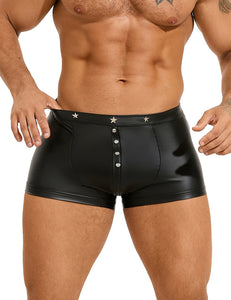 Black Men Boxer With Rivets (3xl) Pu Leather