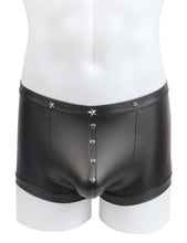 Load image into Gallery viewer, Black Men Boxer With Rivets (m) Pu Leather
