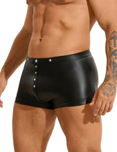 Load image into Gallery viewer, Black Men Boxer With Rivets (3xl) Pu Leather
