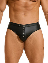 Load image into Gallery viewer, Black Pu Leather Rivet Men Brief(2xl)
