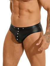Load image into Gallery viewer, Black Pu Leather Rivet Men Brief(2xl)
