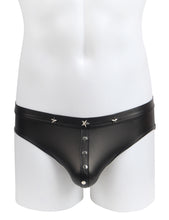 Load image into Gallery viewer, Black Pu Leather Rivet Men Brief(2xl)
