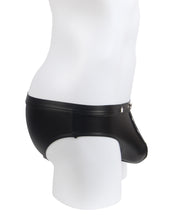 Load image into Gallery viewer, Black Pu Leather Rivet Men Brief(2xl)
