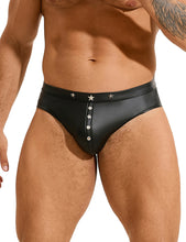 Load image into Gallery viewer, Black Pu Leather Rivet Men Brief(xl)
