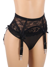 Load image into Gallery viewer, Black Lace Bow Metal Clips Garter(16-18)3xl
