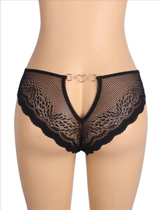 Heart Black Lace Panty (10-12) L