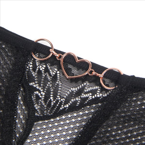 Heart Black Lace Panty (10-12) L