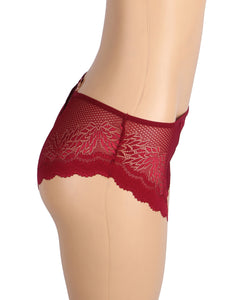 Heart Burgundy Lace Panty (12-14) Xl