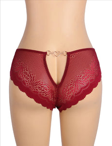 Heart Burgundy Lace Panty (10-12) L