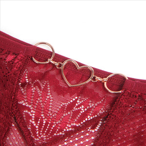 Heart Burgundy Lace Panty (12-14) Xl