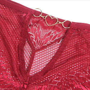 Heart Burgundy Lace Panty (10-12) L