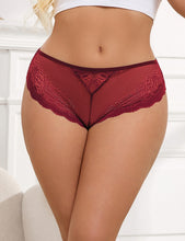 Load image into Gallery viewer, Heart Burgundy Lace Panty (10-12) L
