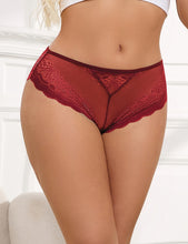 Load image into Gallery viewer, Heart Burgundy Lace Panty (10-12) L

