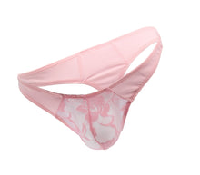 Load image into Gallery viewer, Mens Baby Pink Lace Pouch G-string S/m

