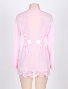 Sheer Lace Trim Robe Pink W/g (20-22) 5xl