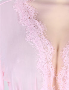 Sheer Lace Trim Robe Pink W/g (20-22) 5xl