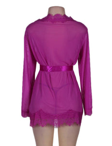 Sheer Lace Trim Robe Purple W/g (20-22) 5xl