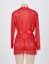 Load image into Gallery viewer, Sheer Lace Trim Robe Red W/g (8-10) M
