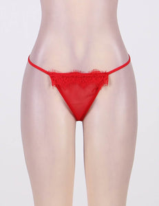 Sheer Lace Trim Robe Red W/g (8-10) M