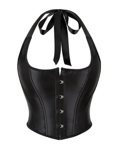 Black Boned Corset Ribbon Halter (14-16) 3xl