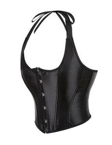 Black Boned Corset Ribbon Halter (14-16) 3xl