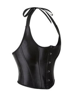 Black Boned Corset Ribbon Halter (14-16) 3xl