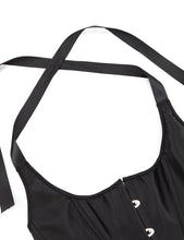 Load image into Gallery viewer, Black Boned Corset Ribbon Halter (14-16) 3xl
