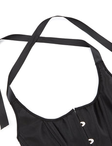Black Boned Corset Ribbon Halter (14-16) 3xl