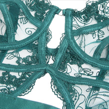 Load image into Gallery viewer, Suspender Bodysuit Green (12-14) Xl  Lace Hollow

