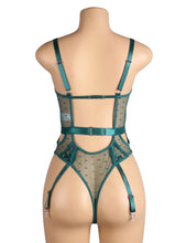 Load image into Gallery viewer, Suspender Bodysuit Green (16-18) 3xl Lace Hollow
