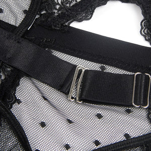 Black Lace Hollow Suspender Bodysuit(12-14) Xl
