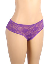 Load image into Gallery viewer, Purple Crotchless Lace Panty (10-12) L
