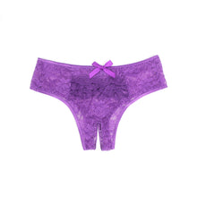Load image into Gallery viewer, Purple Crotchless Lace Panty (10-12) L
