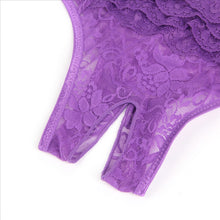 Load image into Gallery viewer, Purple Crotchless Lace Panty (10-12) L
