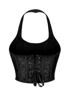 Black Embossed Halter Corset (14-16) 2xl