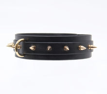 Load image into Gallery viewer, Spiked Faux Leather Collar Gold
