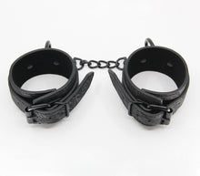 Load image into Gallery viewer, Leather &amp; Lace Wrist Cuffs Black
