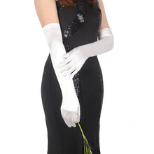Load image into Gallery viewer, White 55cm Satin Stretch Gloves
