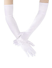 Load image into Gallery viewer, White 55cm Satin Stretch Gloves
